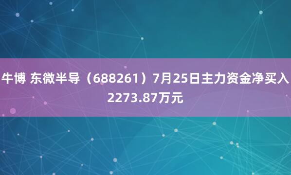 牛博 东微半导（688261）7月25日主力资金净买入2273.87万元